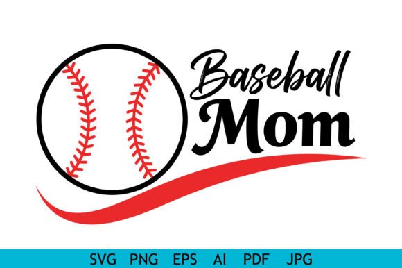 Baseball Mom Typography with Ball