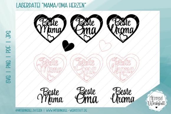 Herzen Für Mama Oma Uroma SVG-Datei