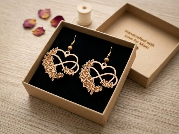 Infinity Mom Heart Floral Laser Cut