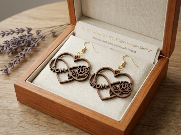 Infinity Mom Rose Heart Laser Cut