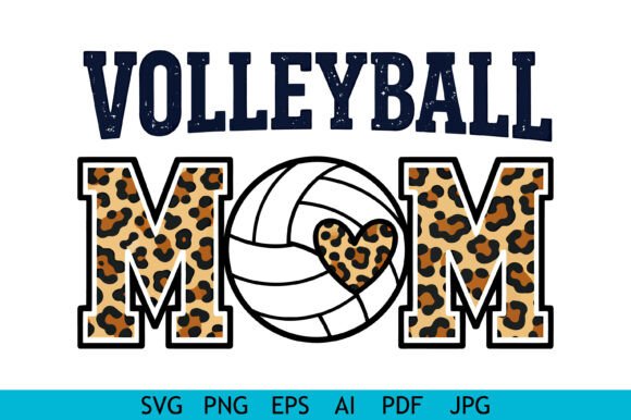 Leopard Volleyball Mom Graphic Design