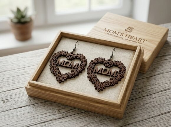 Mom Floral Heart Wreath Laser Cut