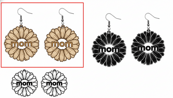 Mom Floral Laser Cut Earring Design