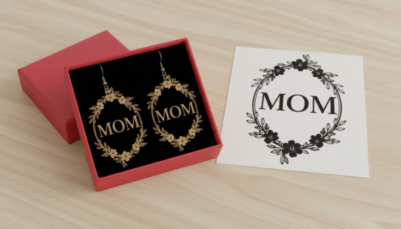 Mom Floral Wreath Laser Cut Earring