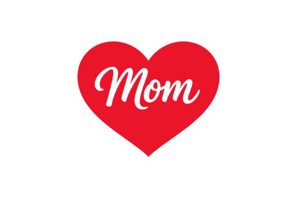 Mom Heart Love Typography Design