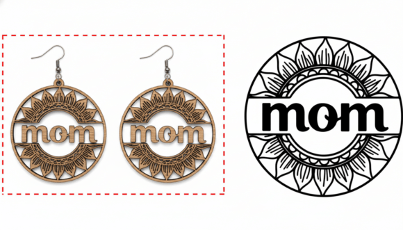 Mom Mandala Circle Laser Cut Earring