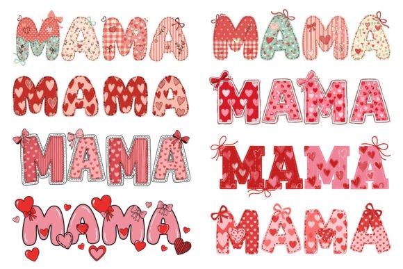 Patchwork Gingham Heart Mama SVG Bundle