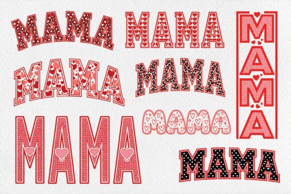 Valentine Red Heart Varsity Mama SVG PNG